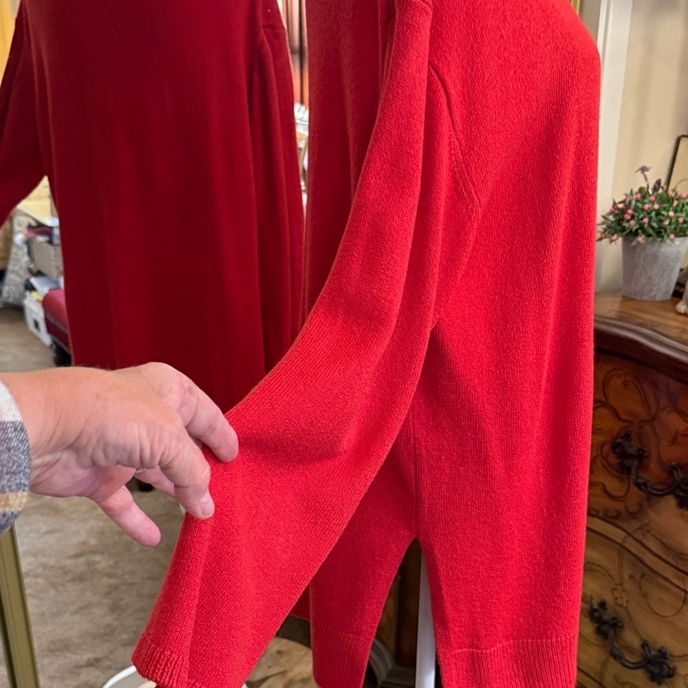 Zara V-Neck Sweater in Bold Red - Picture 3 of 10